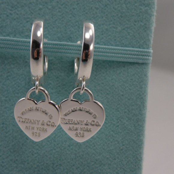 Tiffany & Co. Jewelry - NEW Mini Heart Huggie Hoop Earrings Return to Tiffany & Co Solid Sterling Silver